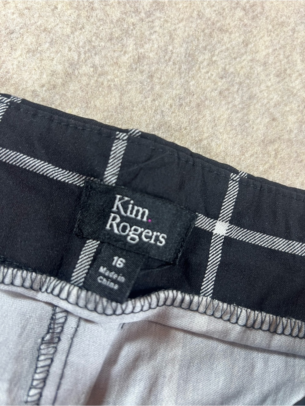 🖤🤍Kim Rogers Size 16 Black White Windowpane Straight Leg Dress Pants🤍🖤 - Picture 3 of 8